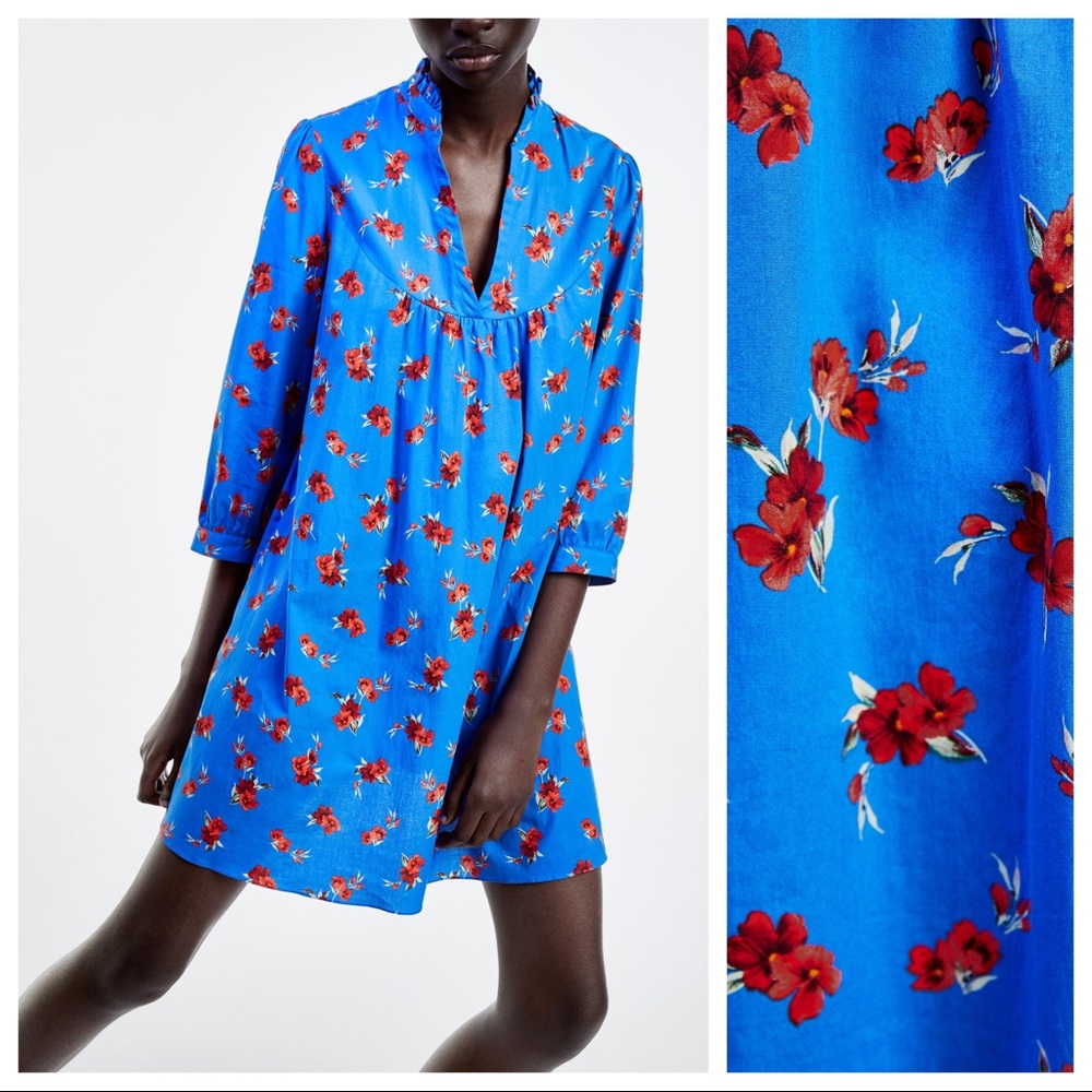 NWT | Zara Floral Print Emma Mini Dress - Picture 2 of 8